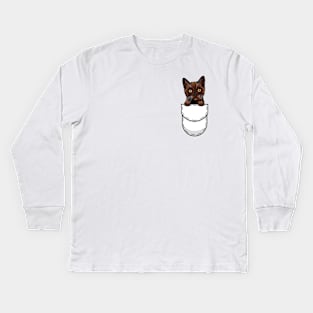 Funny Burmese Pocket Cat Kids Long Sleeve T-Shirt